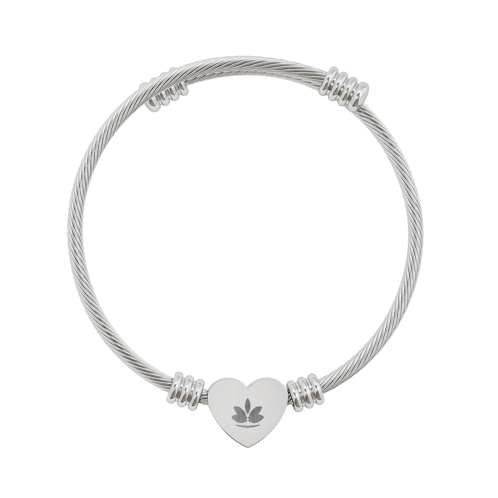 Held Close — Engraved Lotus Heart Cuff Bracelet
