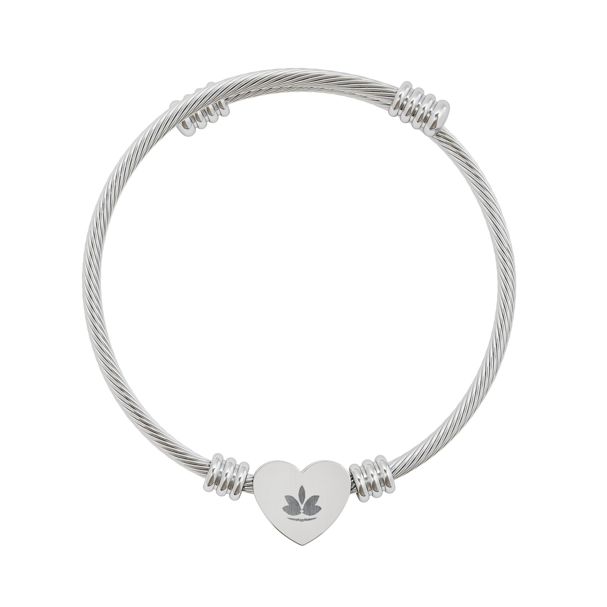 Held Close — Engraved Lotus Heart Cuff Bracelet